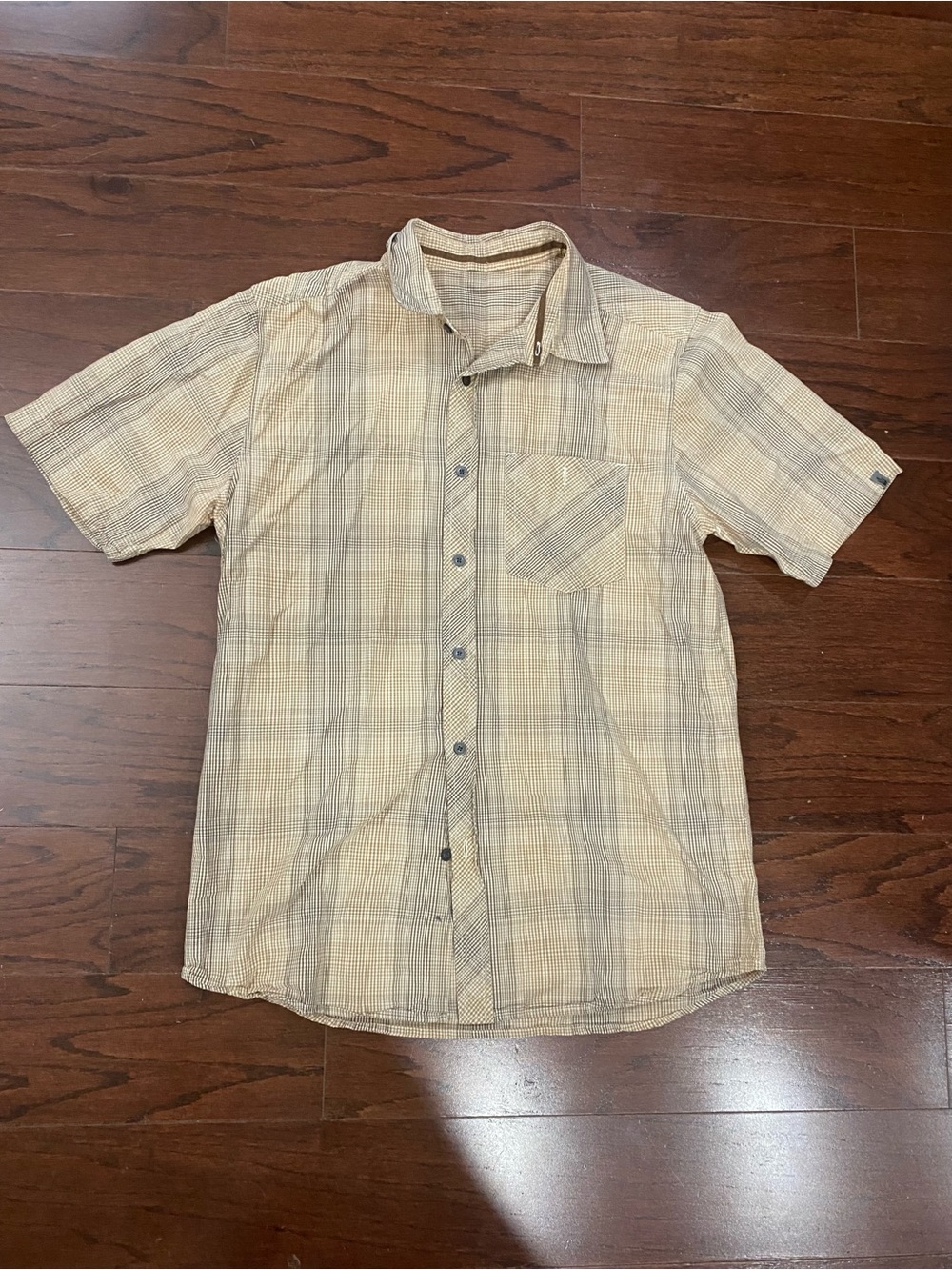 The North Face Mens Button Up Brown Plaid Shirt  Hiking Gorpcore Athletic - Read